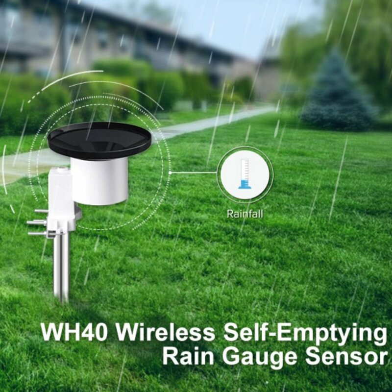 جهاز استشعار قياس المطر من ecowent WH40 جهاز استشعار لاسلكي للتفريغ الذاتي جهاز تجميع الأمطار في الهواء الطلق مستشعر المطر لإكسسوارات الحدائق المنزلية فقط