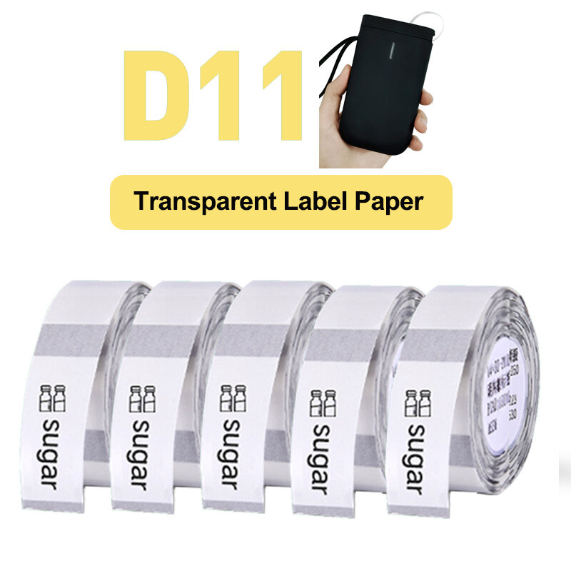 Niimbot D11 D110 D101 الرسمية شفافة التسمية ملصقا ورقة الحرارية ، مقاوم للماء والنفط برهان ملصقا ورقة لفة