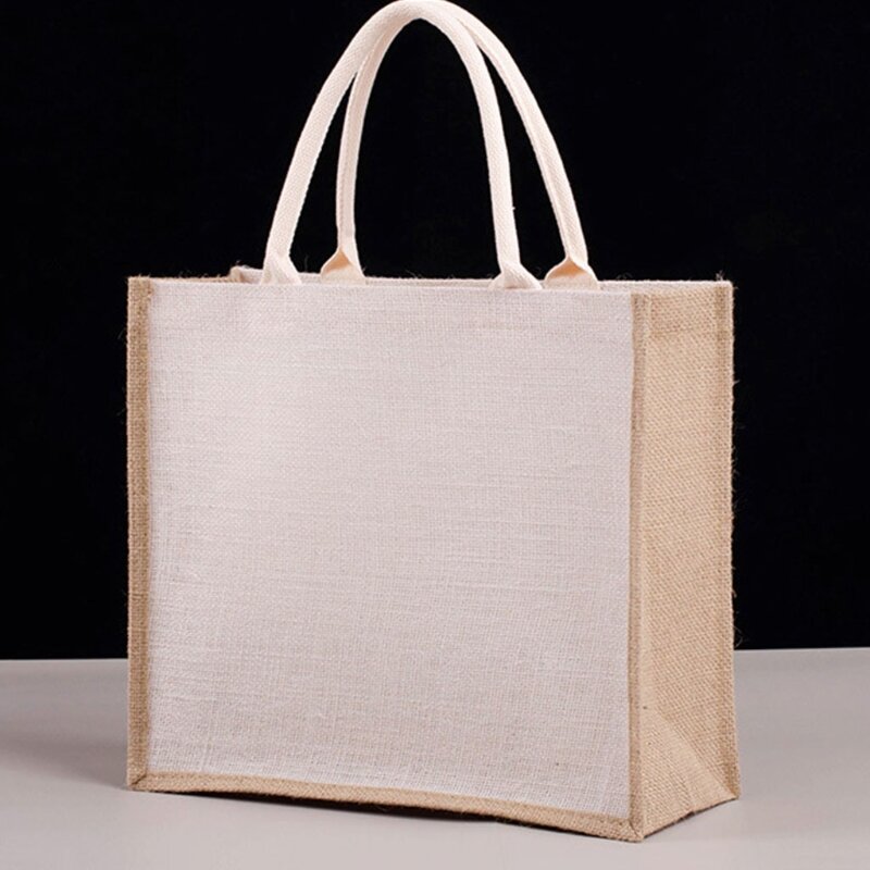 قابلة لإعادة الاستخدام حقيبة من القماش الخشن صديقة للبيئة الخيش البقالة حقائب تسوق الشاطئ X7YA