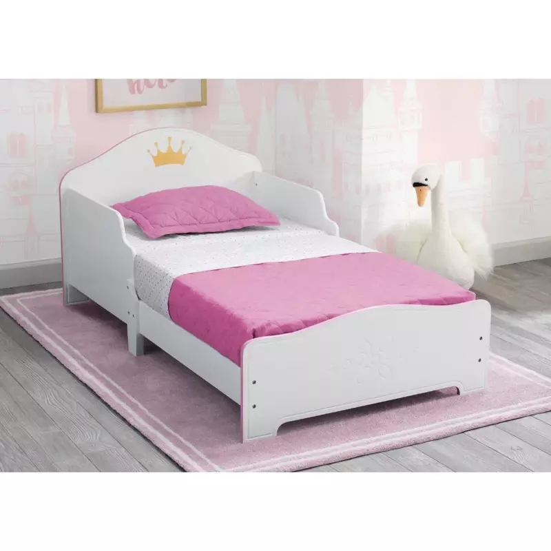 سرير الأميرة تاج خشبي للأطفال ، معتمد من الذهب الأخضر ، الأبيض والوردي ، أفضل هدية للأطفال