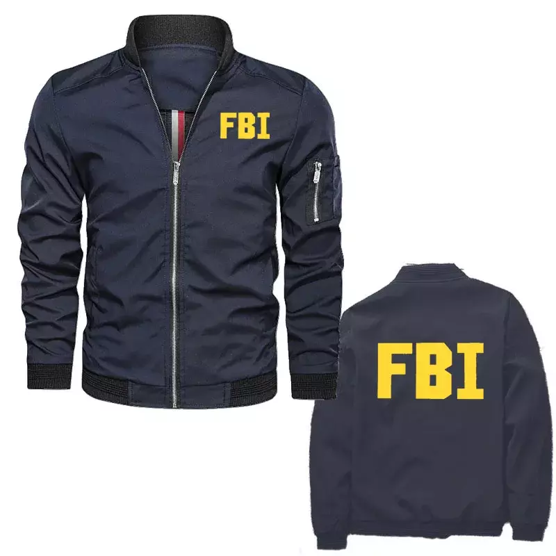 جاكيت بومبر تكتيكي للرجال من FBI-مع سحاب ، جاكيت شرطة ، معطف هيب هوب ، كبير الحجم ، عسكري ، ربيع ، خريف