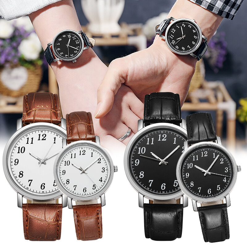 2022 فاخر زوجين التناظرية الساعات عالية الجودة ساعة جلدية لمحبي ساعة كوارتز عادية كلاسيكي ريترو ساعة اليد عشاق هدية