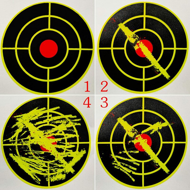 ملصقات الهدف 3 بوصة أهداف رد الفعل لاطلاق النار مع تأثير أصفر الفلورسنت ، أهداف اطلاق النار لبنادق BB بيليه Airsoft