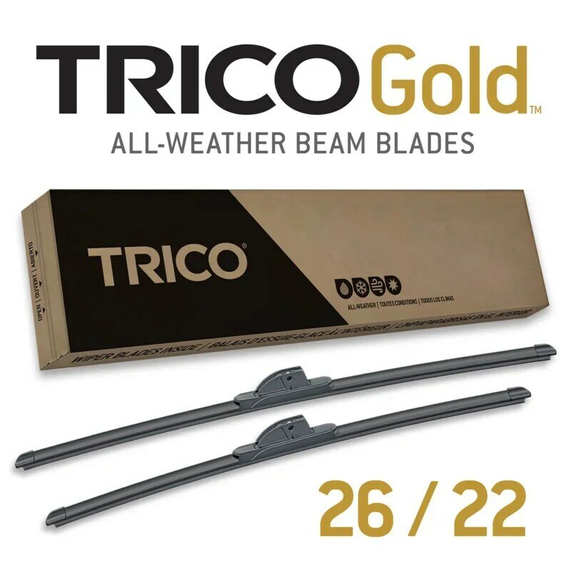 TRICO-شفرات ممسحة بديلة لجميع الأحوال الجوية ، ذهبية 26 و 22 بوصة ، 18 بوصة ، عبوة 2