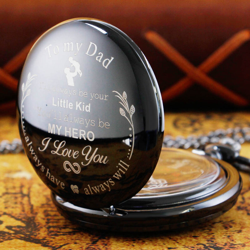 DAD-ساعة جيب كوارتز للرجال ، سلسلة فوب ، قلادة خمر ، هدية عيد ميلاد ، تصميم
