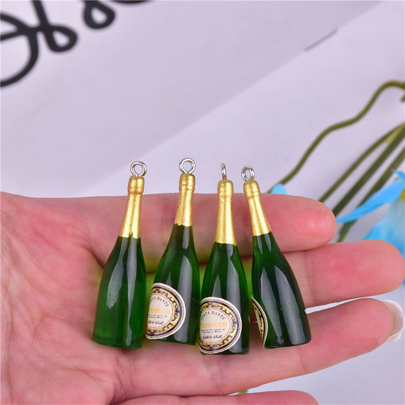 10 قطعة بروسيكو الراتنج زجاجة شمبانيا سحر لالقرط DIY مجوهرات الأزياء الاكسسوارات