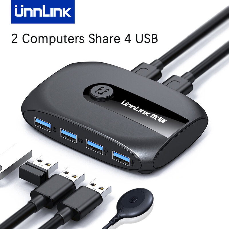 Unnlink مفتاح ماكينة افتراضية معتمدة على النواة USB 3.0 2.0 الجلاد مع موسع للوحة المفاتيح ماوس الطابعة U القرص 2 قطعة الكمبيوتر المحمول المضيف حصة 4 USB