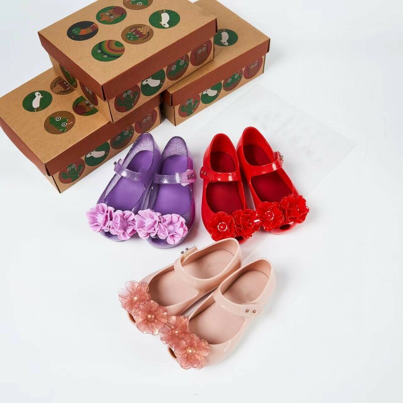 صندل للأطفال بتصميم زهرة وسمكة ، أعلى جودة أحذية جيلي للأطفال ، حذاء أميرة كاميليا فردي للفتيات ، HMI154 ،