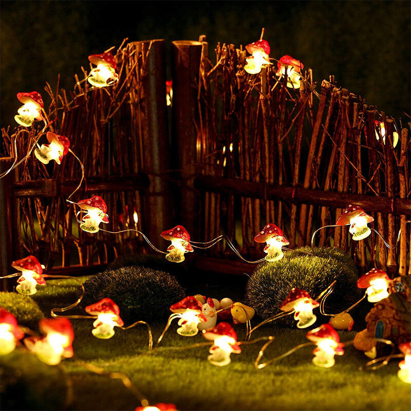 LED الفطر الجنية سلسلة أضواء 20/30 المصابيح الأسلاك النحاسية عيد الميلاد جارلاند أضواء للداخلية في الهواء الطلق حديقة الطرف الديكور