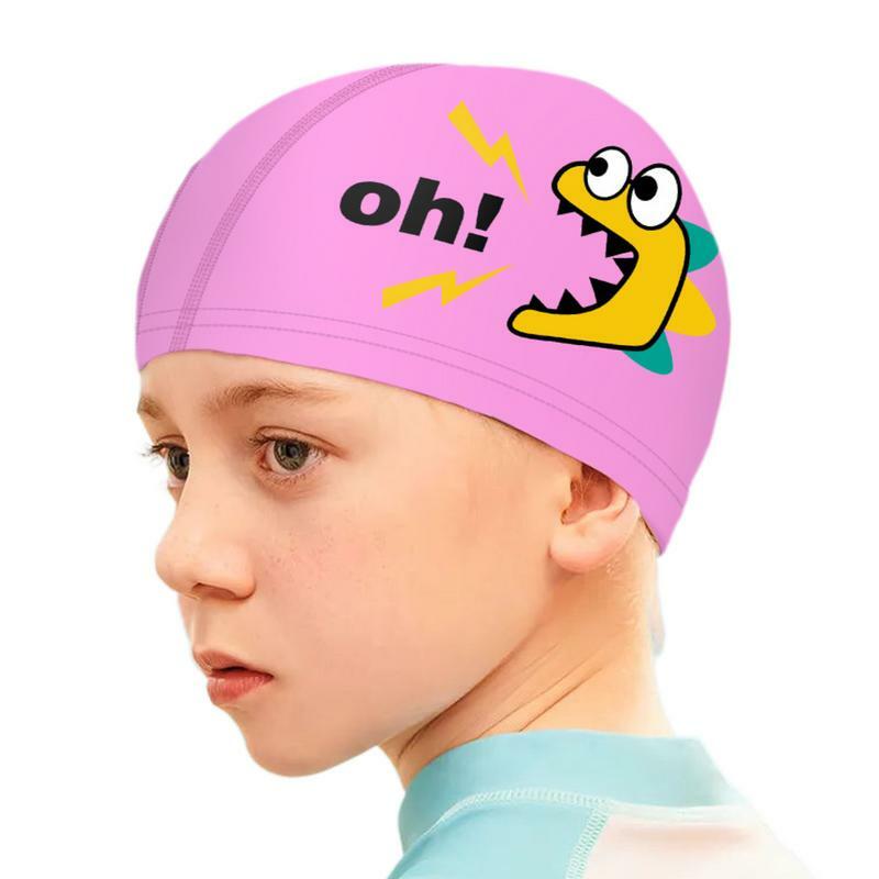 قبعة سباحة كرتونية لطيفة للطفل ، غطاء رأس مريح ، قبعة للفتيان والفتيات ، معدات سباحة للشباب