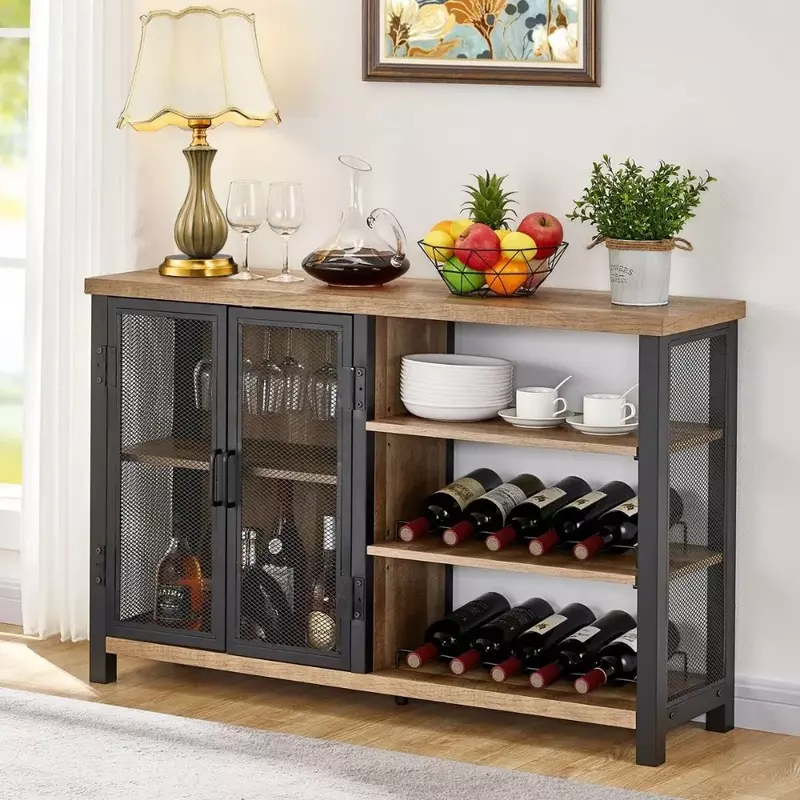خزانة نبيذ صناعية مع رفوف نبيذ ، خزانة بار للمشروبات الكحولية والنظارات