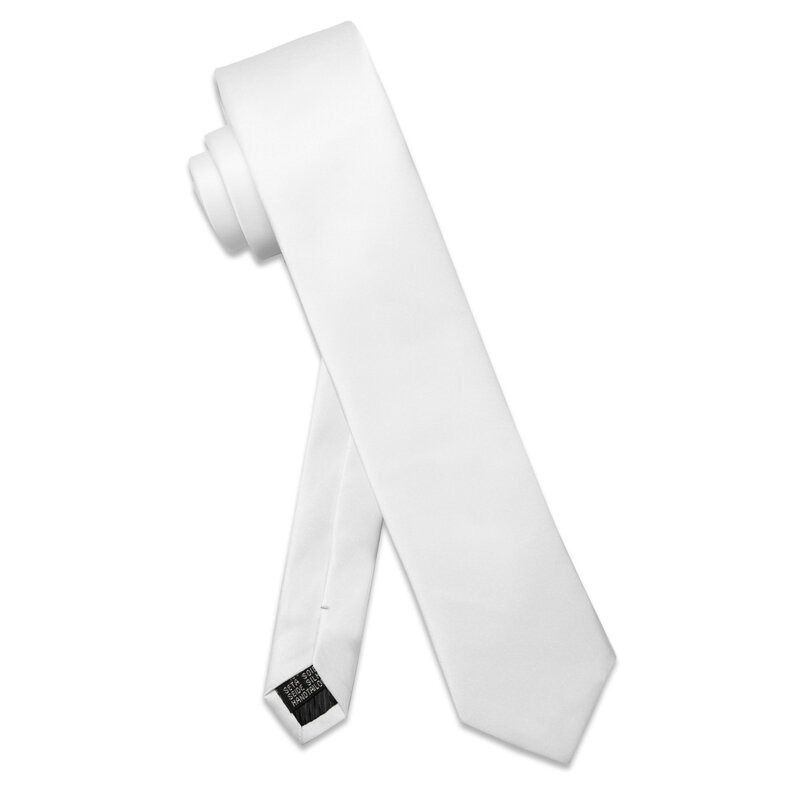 الفاخرة الأبيض الصلبة ربطة العنق للرجل اكسسوارات الكلاسيكية ضئيلة الحرير الرجال التعادل جيب مربع كليب ل الزفاف اليومية ارتداء الهدايا