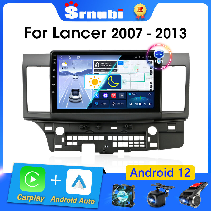 Srnubi-أندرويد 12 راديو سيارة لميتسوبيشي لانسر 10 CY 2007-2017 ، مشغل فيديو متعدد الوسائط ، 2 Din ، نظام تحديد المواقع ، IPS ، 4G ، ستيريو ، DVD