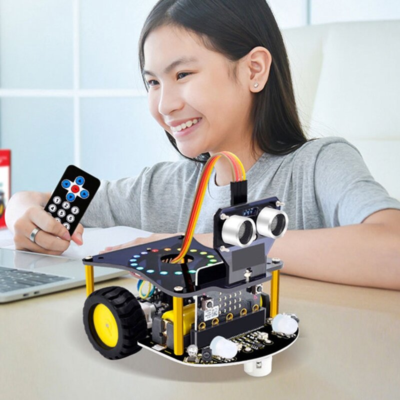 سيارة روبوت صغيرة ذكية ميكروبيت V2 ، مجموعة سيارة روبوت مايكرو: بت ، ألعاب برمجة رسومية ، إلكترونية تصنعها بنفسك ، بدون بطارية