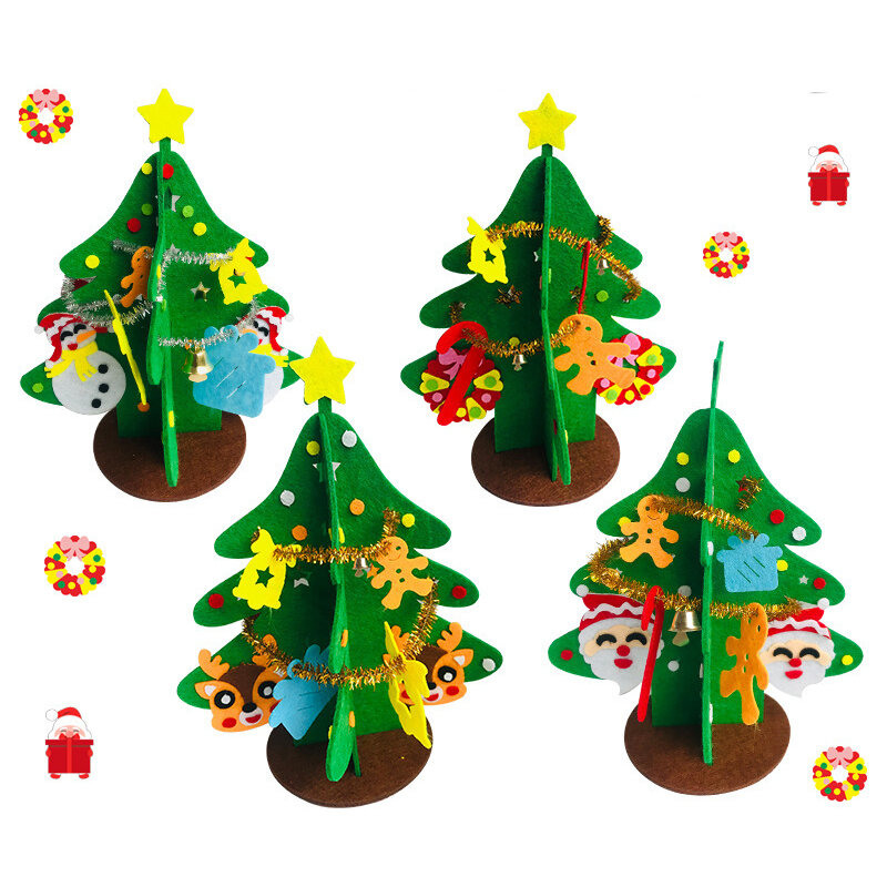 طفل DIY بها بنفسك لعبة شجرة عيد الميلاد الحرفية التجمع بسهولة الزخرفية غير المنسوجة النسيج للاهتمام اليدوية شجرة عيد الميلاد الحرفية عدة اللعب