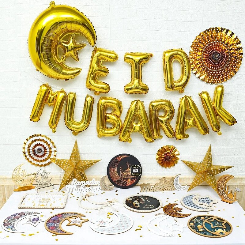 ديكور حفلات العيد مبارك ، أطباق ، لافتة ، بالونات ، أدوات المائدة ، رمضان ، كريم ، إسلامية ، إسلامية ، إسلامية ، ديكور حفلات ، هدايا