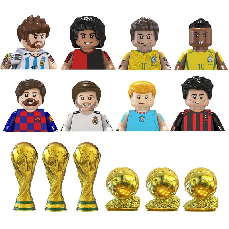مجموعة لاعب كرة القدم ميسي رونالدو للأطفال ، شخصية حركة صغيرة ، ألعاب كرة قدم ، البرازيل ، ألمانيا ، قوالب بناء ، جديدة