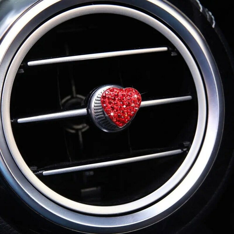 ملصقات تزيين السيارة كريستال الحب ثلاثي الأبعاد من الماس العالمي ، حجر الراين اللامع ، إكسسوارات داخلية للسيارات ، 6 قلب لكل مجموعة