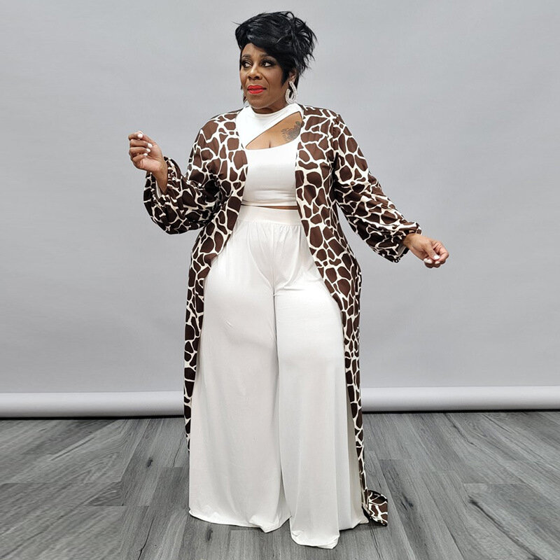SOMOIA Plus Size Women Clothing Coat Oversize Women Fashion Loose Simple Printed Long Windbreaker Coat Wholesale Dropshipping