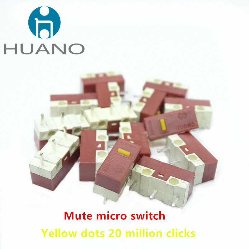 10 قطعة منتج جديد HUANO الصامت مايكرو التبديل الأبيض 10 مليون الأصفر 20 الملايين انقر فوق عمر الكمبيوتر الماوس كتم مايكرو مفاتيح