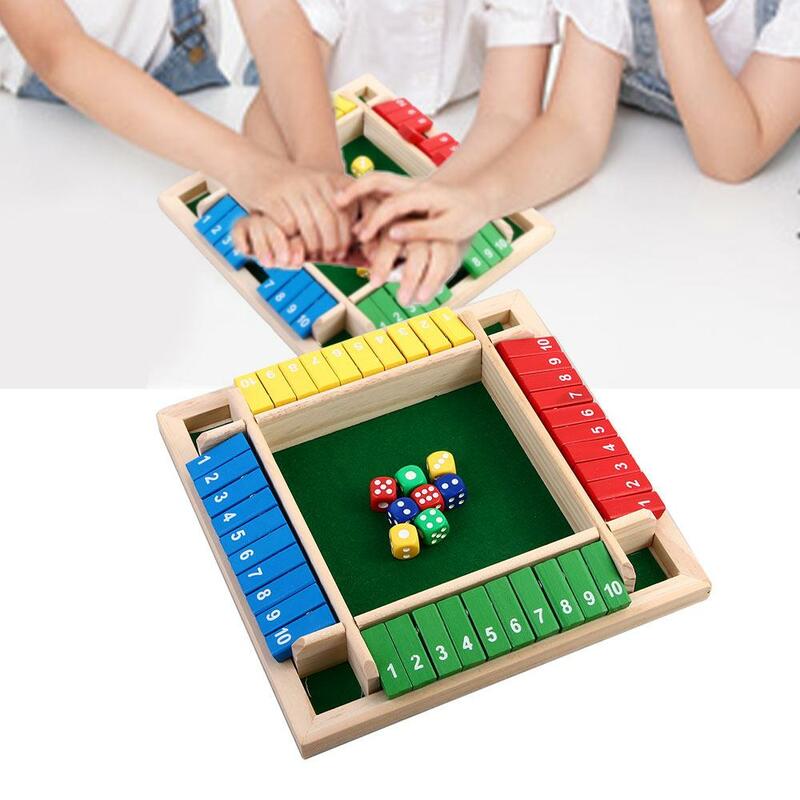 لعبة ألواح خشبية للوالد والطفل ، لعبة بطاقات الوجه بأربعة جوانب ، لعبة ألواح للأطفال ، لعبة مع عدد وصندوق النرد ، مجموعة واحدة