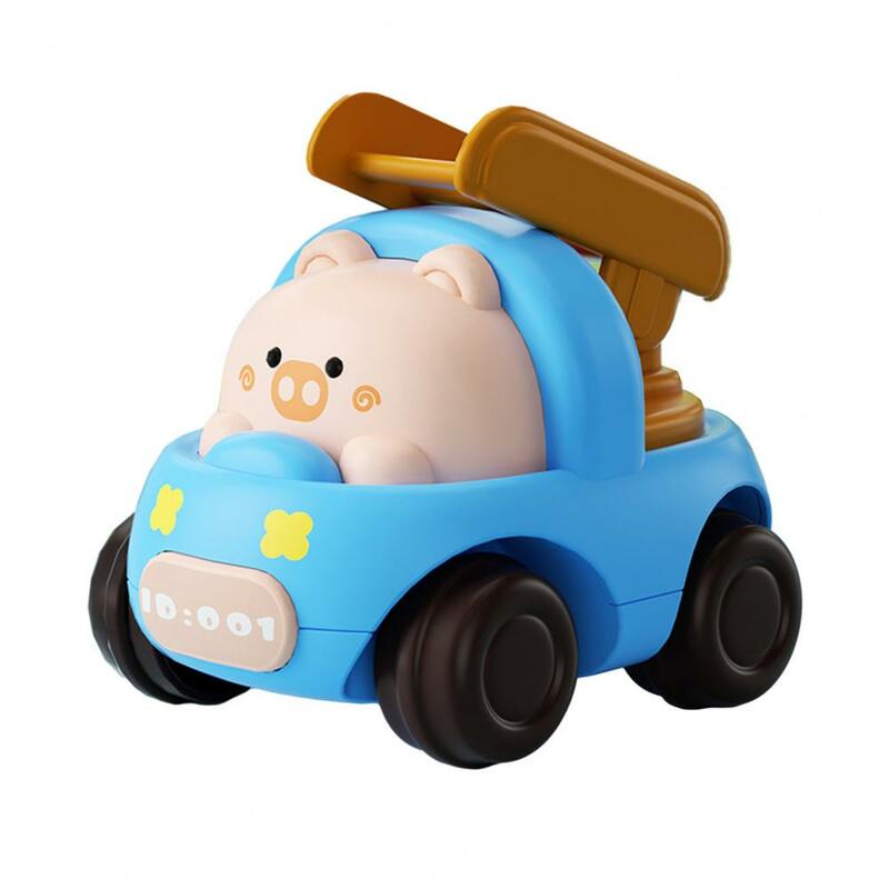 الكرتون شكل حيوان لعبة سيارة لطفل صغير ، أربع عجلات الجمود محرك حفارة ، نموذج سيارة لعبة ، لا بطارية المطلوبة