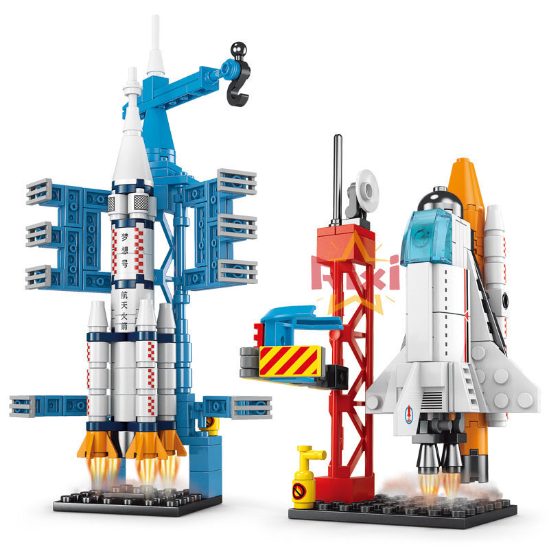 مجموعة مكعبات بناء سفينة الفضاء في المدينة مجموعة مكعبات تثبيت مركبة الفضاء الفضائية MOC مجموعة لعب هدايا الأطفال