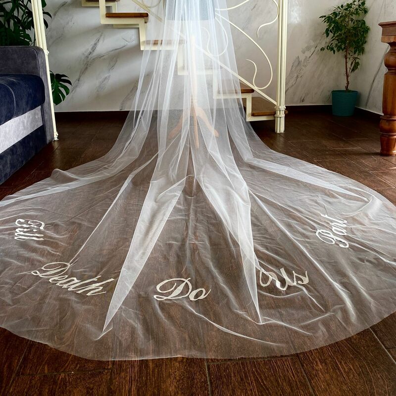 YF حجاب الزفاف مخصص الحجاب الزفاف مفصل مع عبارات الراقية التخصيص الخاص للحجاب