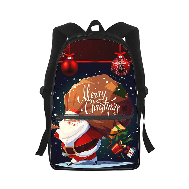عيد الميلاد سانتا كلوز الرجال النساء على ظهره ثلاثية الأبعاد طباعة موضة طالب حقيبة مدرسية محمول على ظهره الاطفال السفر حقيبة الكتف