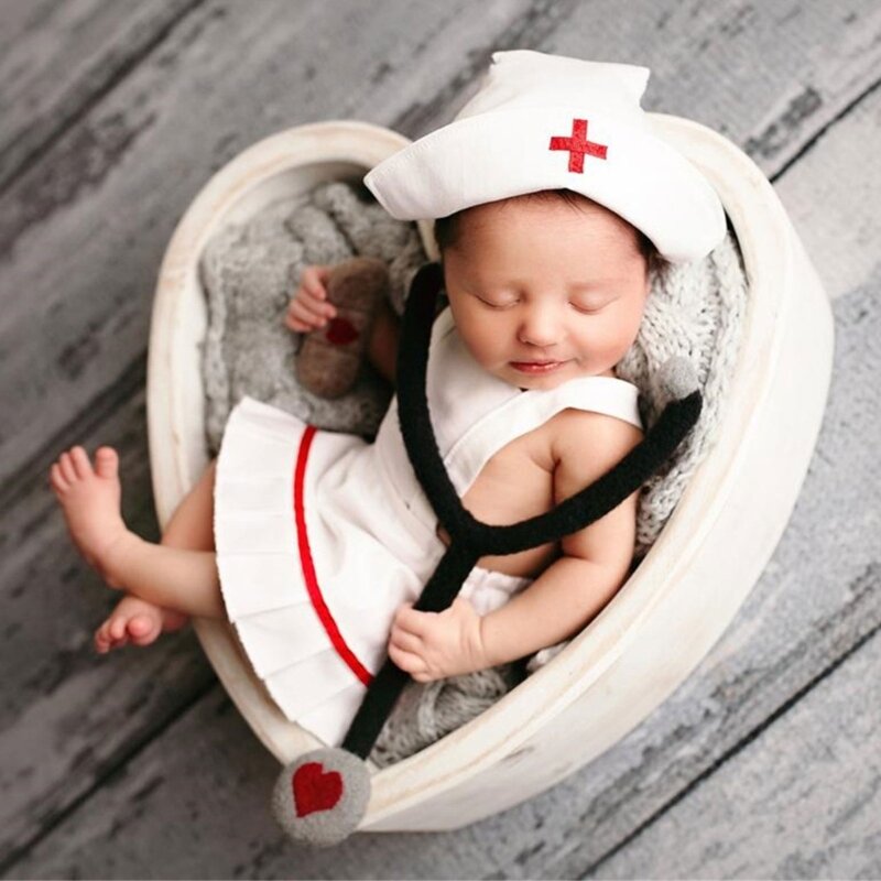 الطفل التصوير الدعائم زي ممرضة اللباس قبعة الوليد التصوير الفوتوغرافي الزي