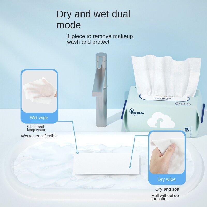 منشفة قطنية ناعمة للأطفال ، نسج عادي ، منشفة غسل الوجه ، جافة ورطبة ، مزدوجة الاستخدام ، يمكن مسح الأرداف ، 80 يمكن التخلص منها