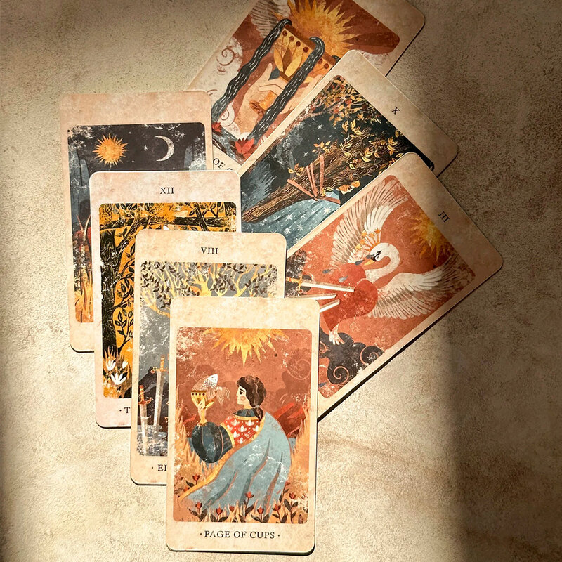بطاقات التاروت لمملكة الطاقة الشمسية ، رحلة سحرية ، رؤية كونية ، بطاقات العرافة في صندوق صلب ، إيندي فريدة ، 12 × 7 ، 86