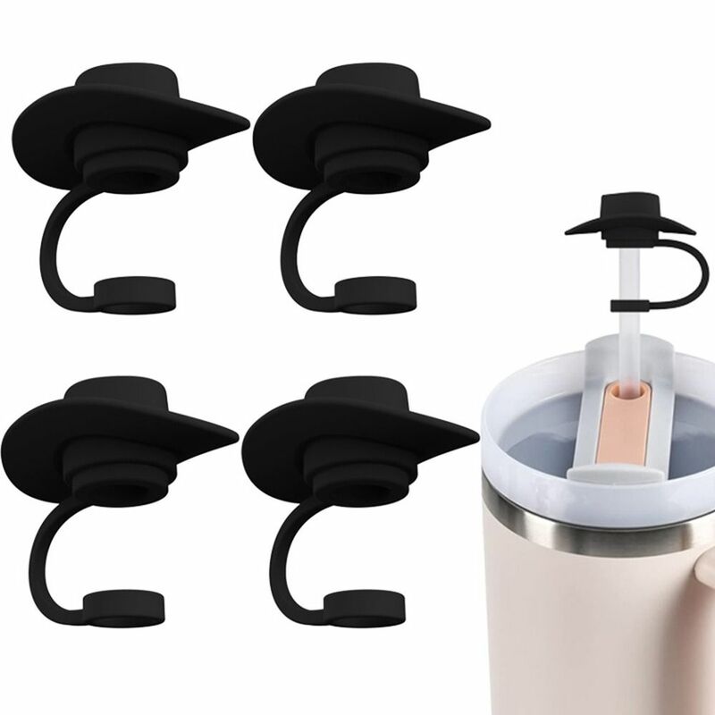 سدادة قش سيليكون قابلة لإعادة الاستخدام لغطاء غبار الشرب محكم الغلق ، قبعة رعاة البقر المقاومة للرذاذ على شكل قبعة من القش ، ملحقات الأكواب الإبداعية