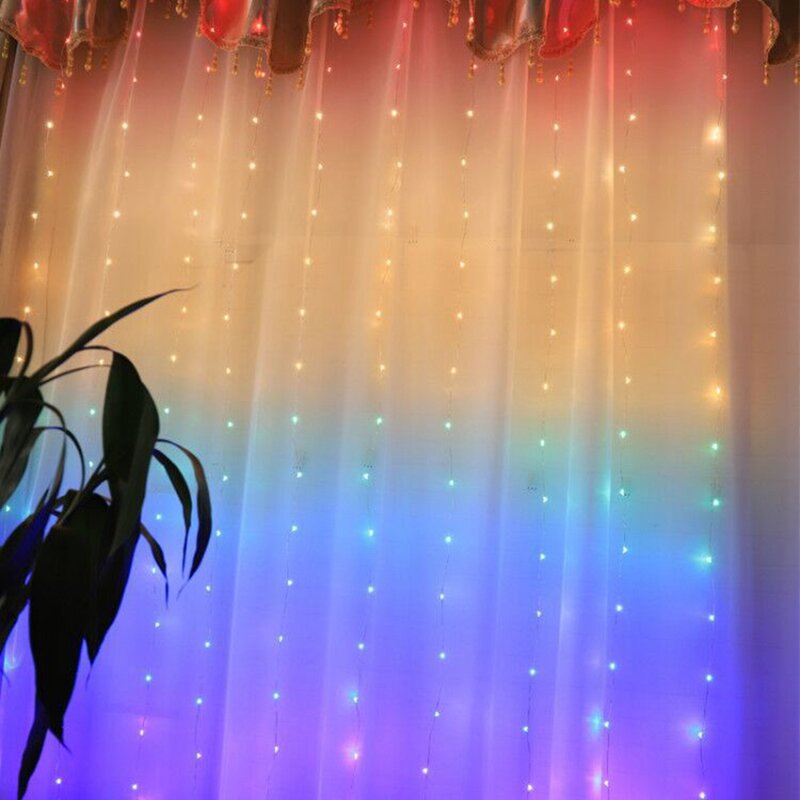 أضواء ستارة النافذة LED ، خلفية الصورة ، أضواء سلسلة وميض ، جهاز التحكم عن بعد ، حفل زفاف ، جدار غرفة نوم