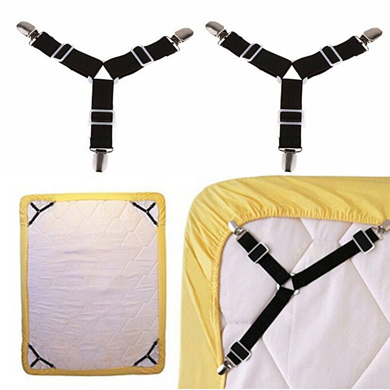 2 قطعة ورقة السرير مشابك كليب قابل للتعديل مثلث مطاطا الحمالات القابض حامل الأشرطة ورقة كليب لأغطية فراش