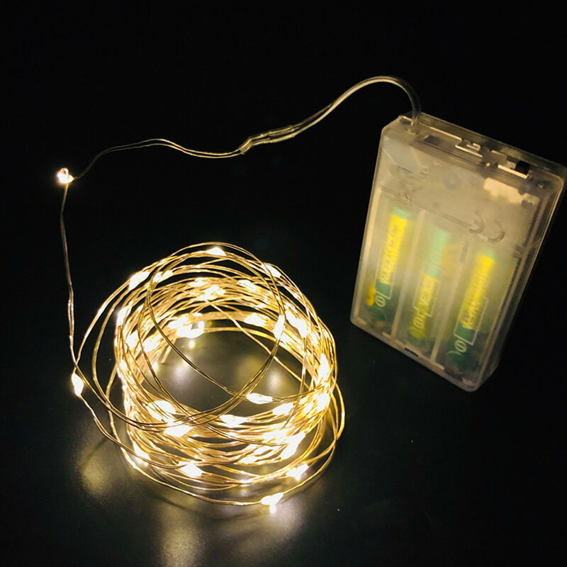 1 متر/2 متر/3 متر/5 متر/10 متر أسلاك نحاسية أضواء جارلاند LED الجنية ستارة جارلاند بطارية الطاقة سلسلة أضواء عيد الميلاد فسطون حفل زفاف