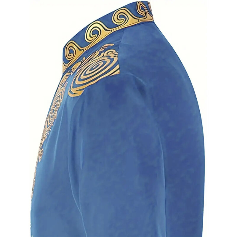ثوب جبة إسلامي للرجال ، زي شرق أوسطي ، رداء مطبوع ، أزرق ، أسود ، أحمر ، أبيض