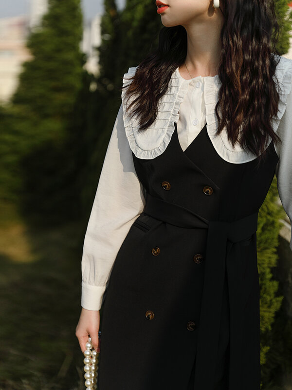 MISHOW الربيع سترة فستان الكورية دمية طوق قميص 2 قطعة مجموعة طويلة الأكمام قميص أنيق الإناث الملابس تباع منفصلة MXB12C0199