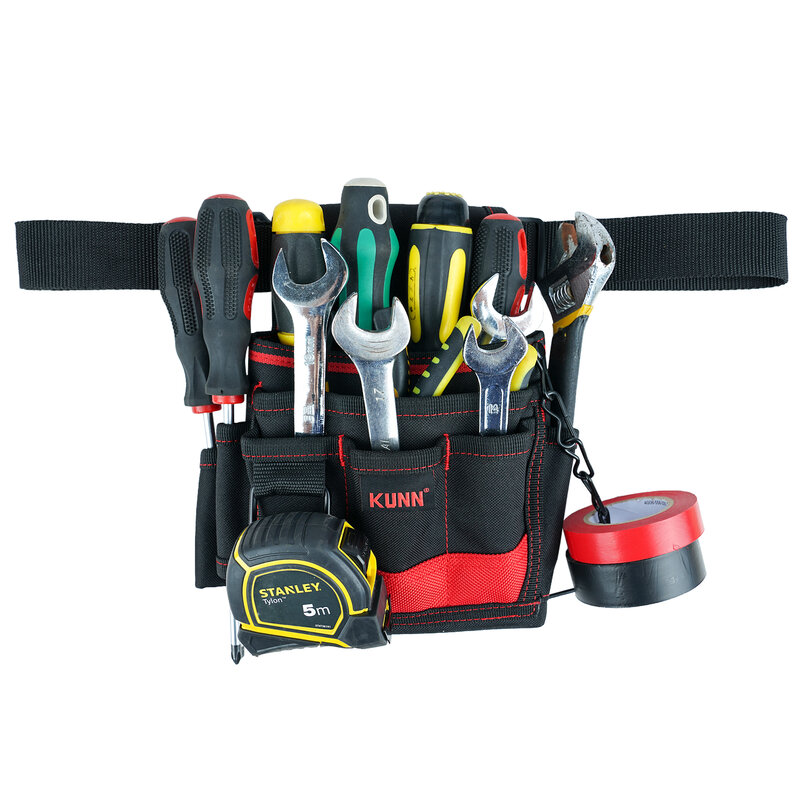 KUNN حقيبة أدوات الكهربائي الحقيبة مع حزام خصر-دائم متعدد الوظائف كيس مزموم صغير لتنظيم الأدوات والتخزين