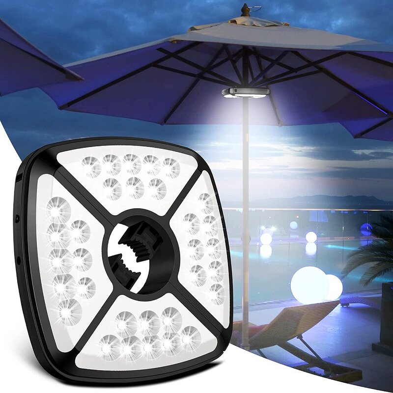 32 المصابيح المظلة أضواء USB قابلة للشحن 2 طرق 5200mAh 72 ساعات الإضاءة مظلة واقية من الماء أضواء لحديقة شاطئ البحر التخييم