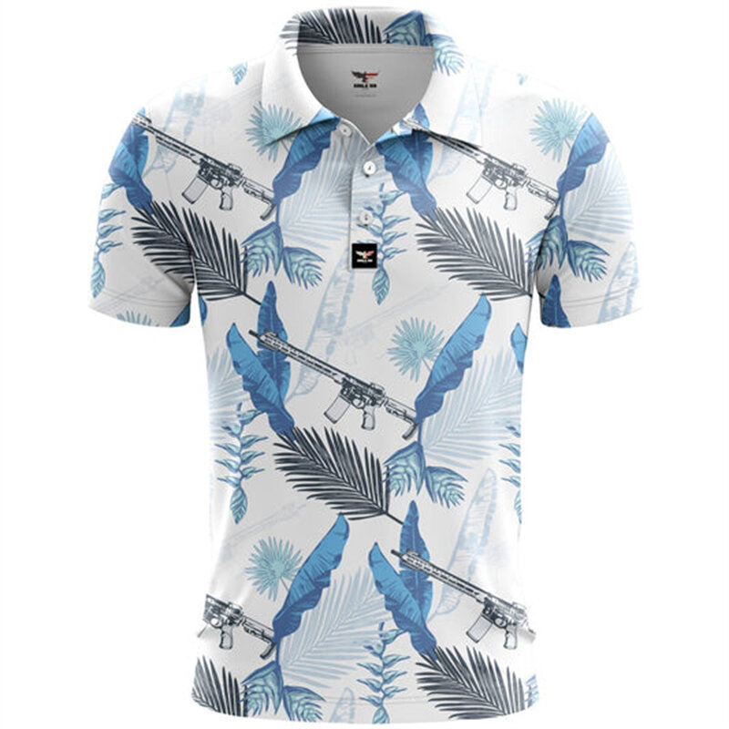 قميص بولو مطبوع ثلاثي الأبعاد لشجرة النخيل للرجال ، رجل عطلة هاواي ، قميص بيكيه للشاطئ ، أكمام قصيرة ، الصيف ، قميص بولو بطية صدر مضحكة ، منتجع
