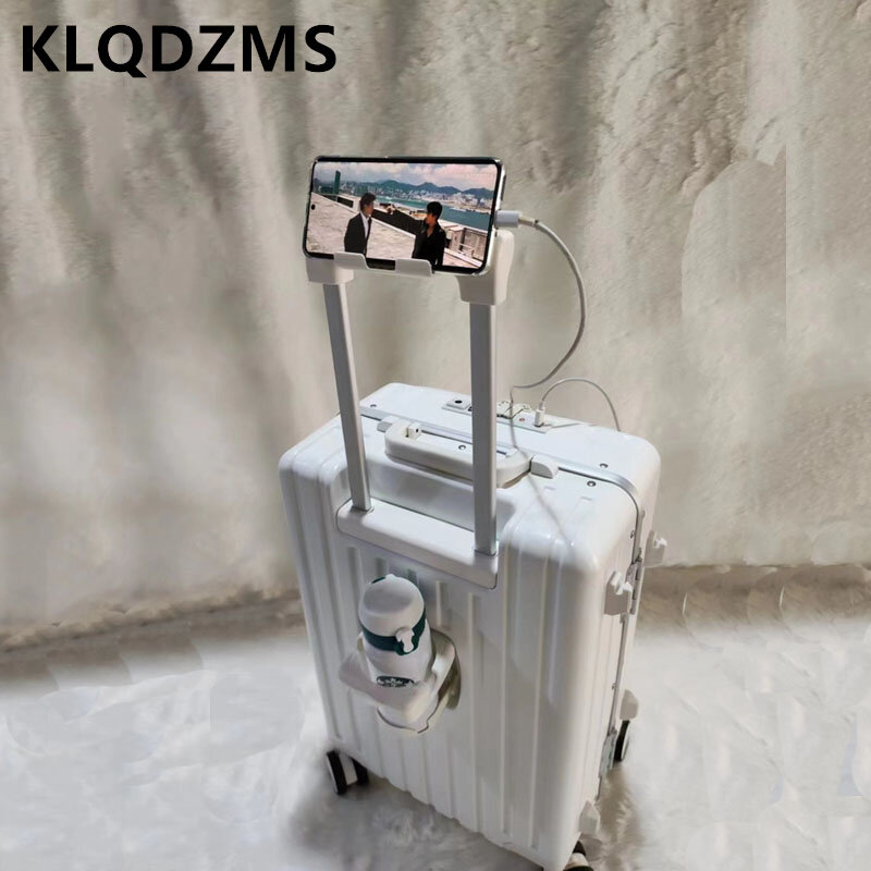 KLQDZMS-حقيبة مقصورة للرجال والنساء ، فتحة أمامية ، صندوق الصعود للكمبيوتر المحمول ، 20 "24" ، إطار من الألومنيوم ، حقائب تروللي ، حقائب محمولة