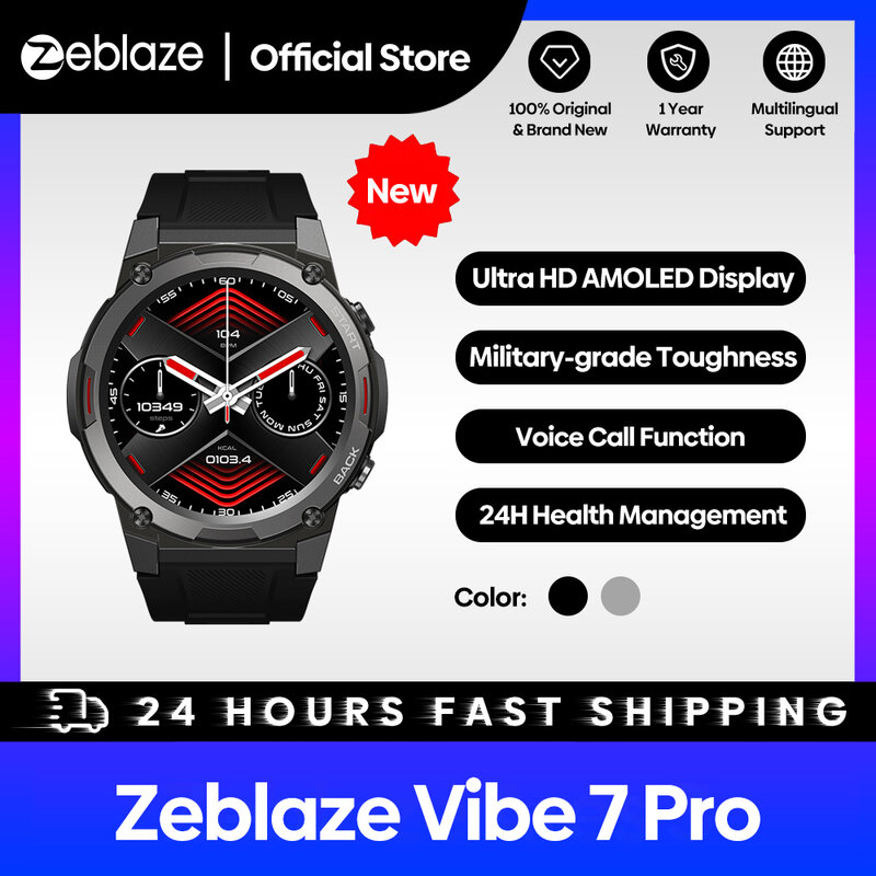 [2023 العرض العالمي الأول] Zeblaze Vibe 7 Pro ساعة ذكية 1.43 ''AMOLED عرض مرحبا فاي المكالمات الهاتفية المتانة العسكرية الصف