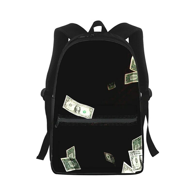 الدولار الأمريكي المال الرجال النساء على ظهره ثلاثية الأبعاد طباعة موضة طالب حقيبة مدرسية محمول على ظهره الاطفال السفر حقيبة الكتف