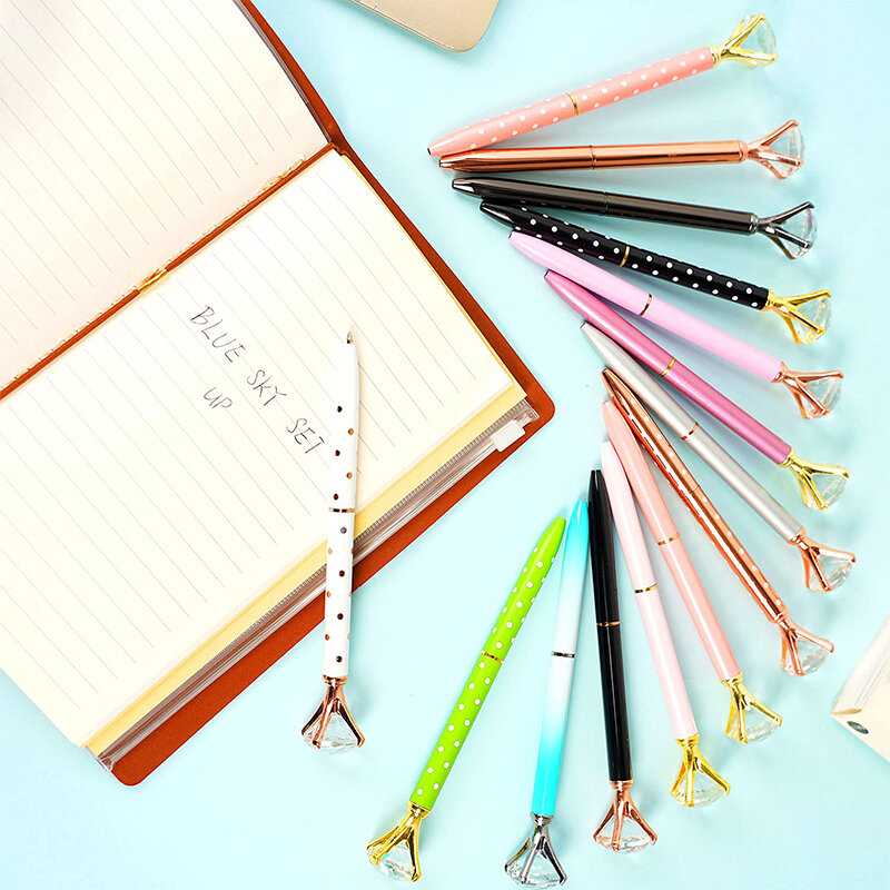 أقلام الكرة الدوارة المعدنية متعددة الألوان ، قلم حبر جاف ، قلم الماس ، 37 قطعة