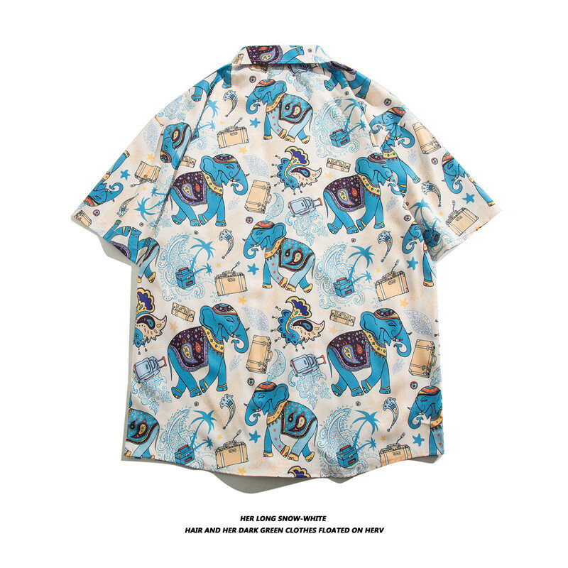 قميص تايلاندي زهري للرجال والنساء ، قميص هاواي فضفاض واسع ، جاكيت ماركة عصرية ، نمط غير رسمي ، سفر
