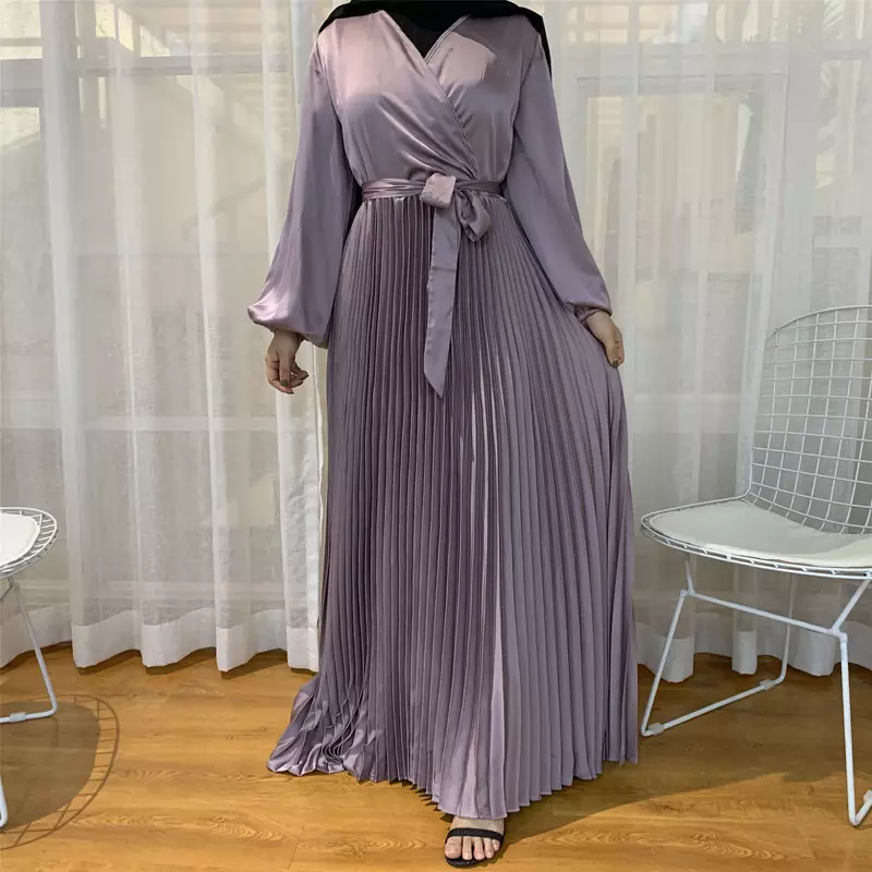 فستان دبي للعبايات للنساء ، لون سادة بسيط ، دانتيل ، تركيا ، الإسلام ، مرقع ، قفطان إسلامي