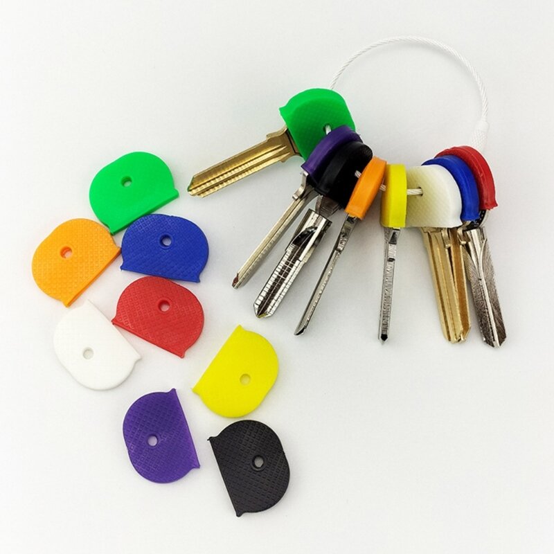 1 قطعة/10 قطعة من الملحقات الرئيسية الملونة بشكل عشوائي التعرف بسهولة على مفاتيحك بأغطية مرنة