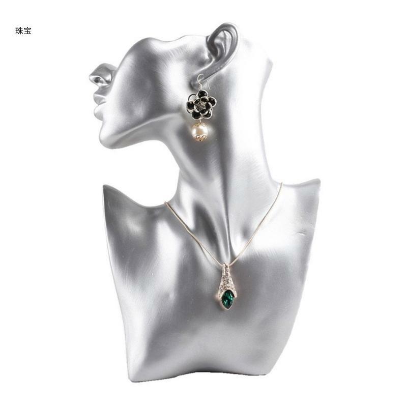 X5QE حلقات قلادة مريحة حامل عرض على شكل عارضة أزياء لمحبي المجوهرات