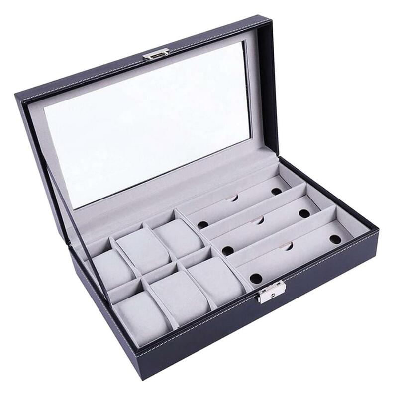صندوق تخزين عرض المجوهرات والجلود ، منظم النظارات الشمسية ، ومشاهدة والمجوهرات